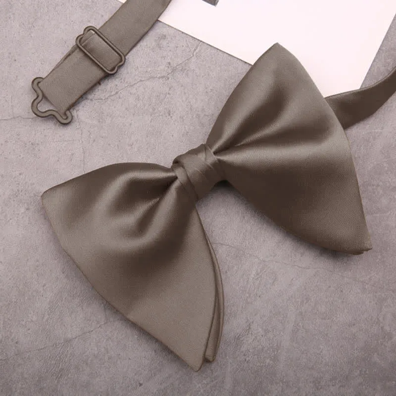 Men's British Style Solid Color Oversized Pointed Bow Tie