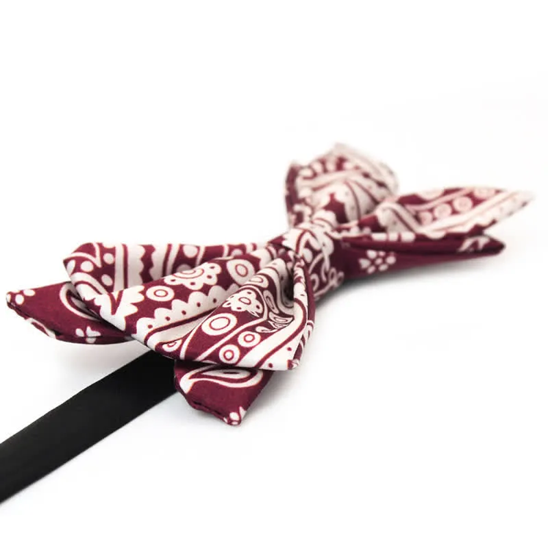 Men's Red & White Cashew Polka Dot Printed Bow Tie