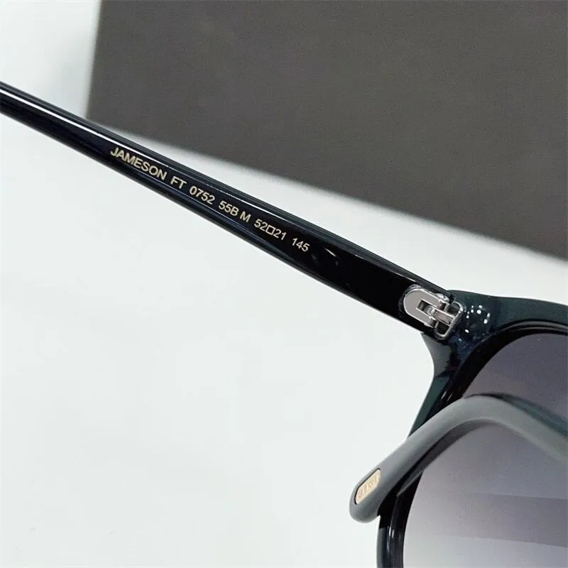 Men's Sunglasses 2023 Tom For Brand Retro Designer Round Acetate  FT0752 Sunglasses Male Female With Oringinal Case