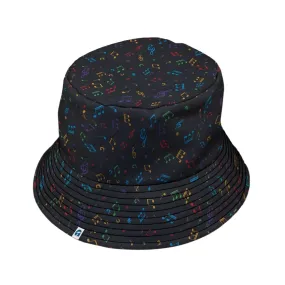 Musical Rainbow Notes Black Bucket Hat