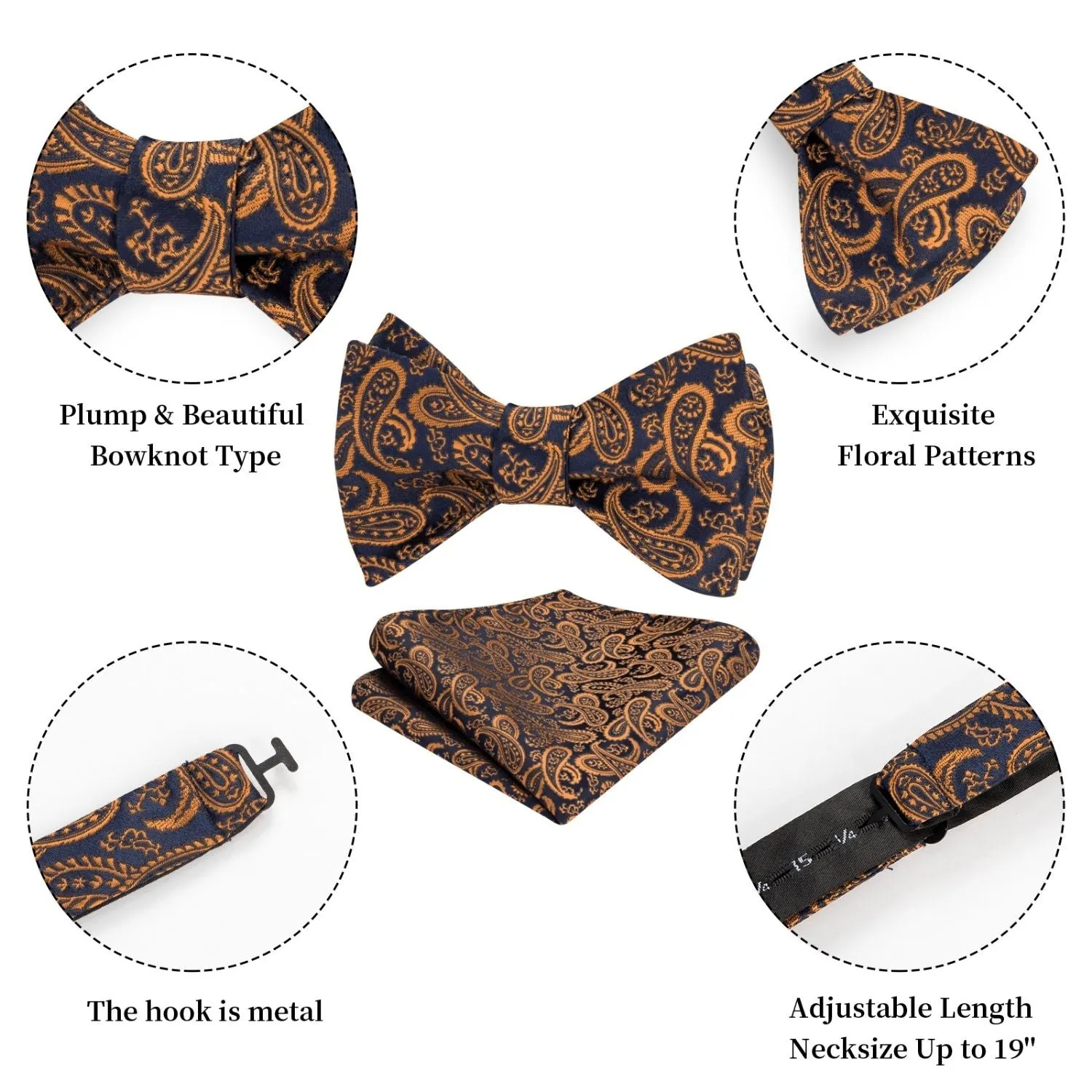 Paisley Bow Tie & Pocket Square - 03-BROWN/GOLD