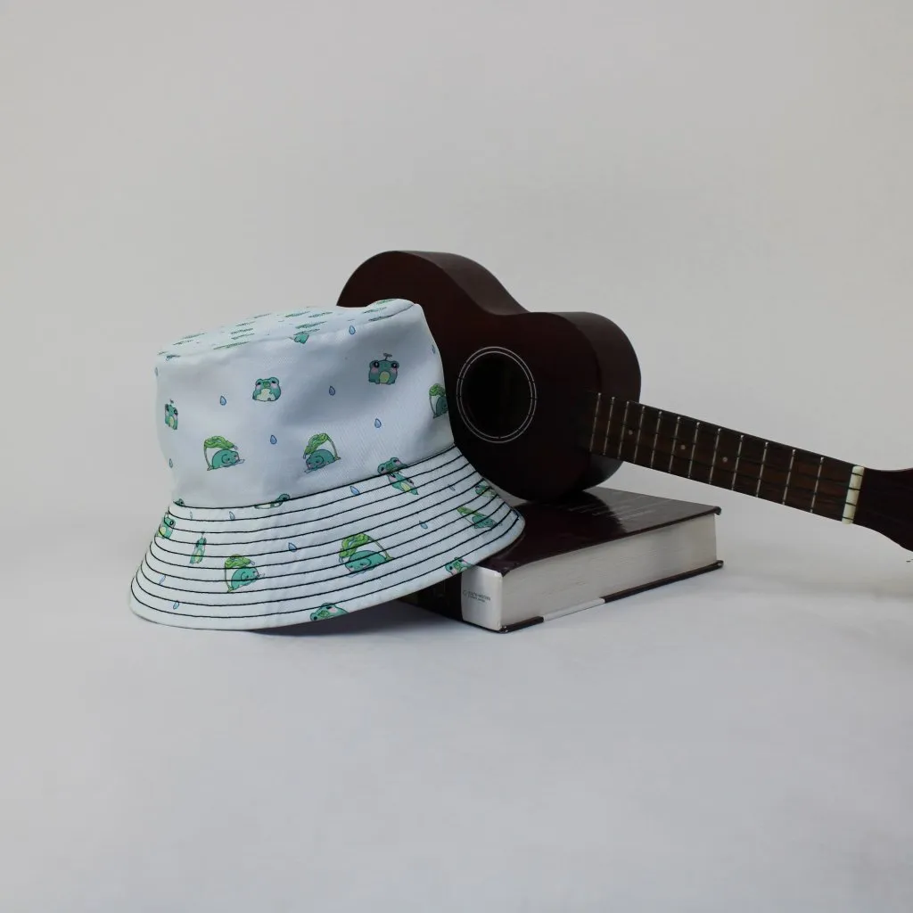 Raining Frogs Pastel Green Bucket Hat