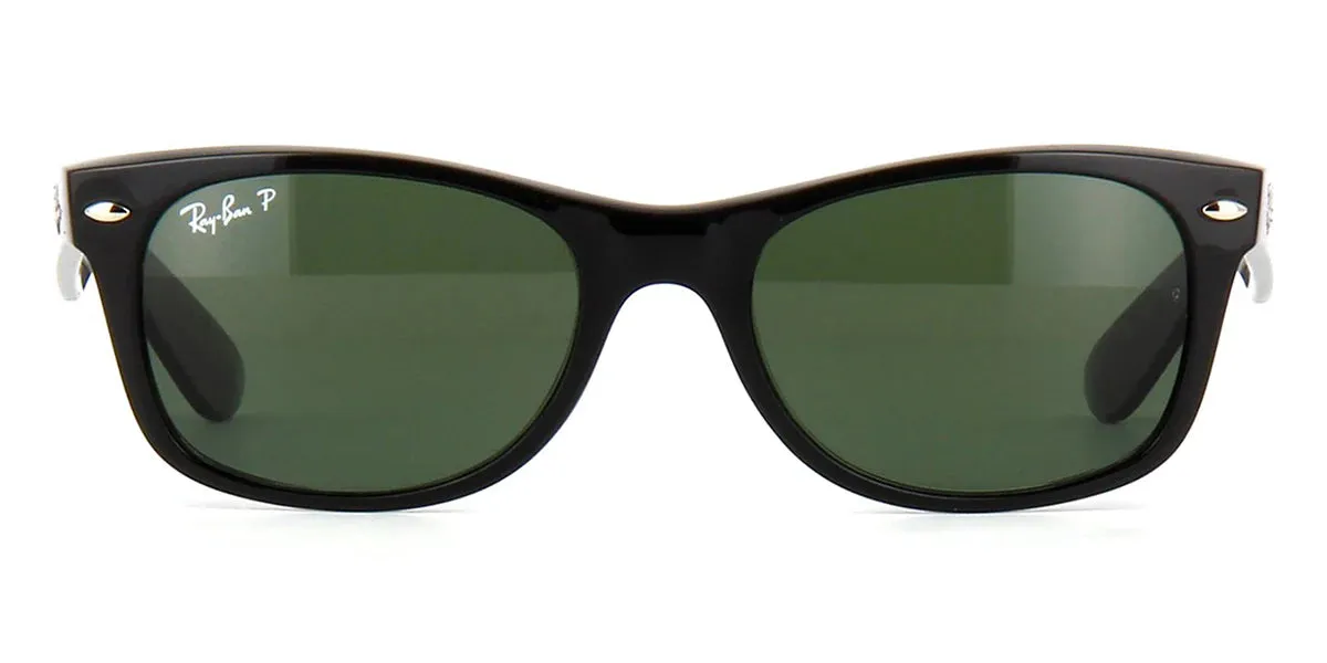 RAY-BAN New Wayfarer Classic Sunglasses - Matte Black - Crystal Green Polarised Lens