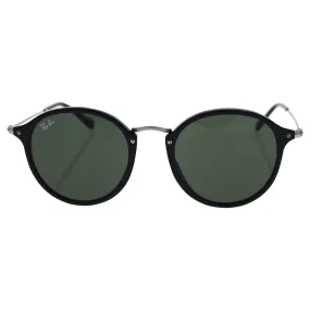 Ray-Ban RB2447 Round Fleck Sunglasses, Black/Green, 52 mm