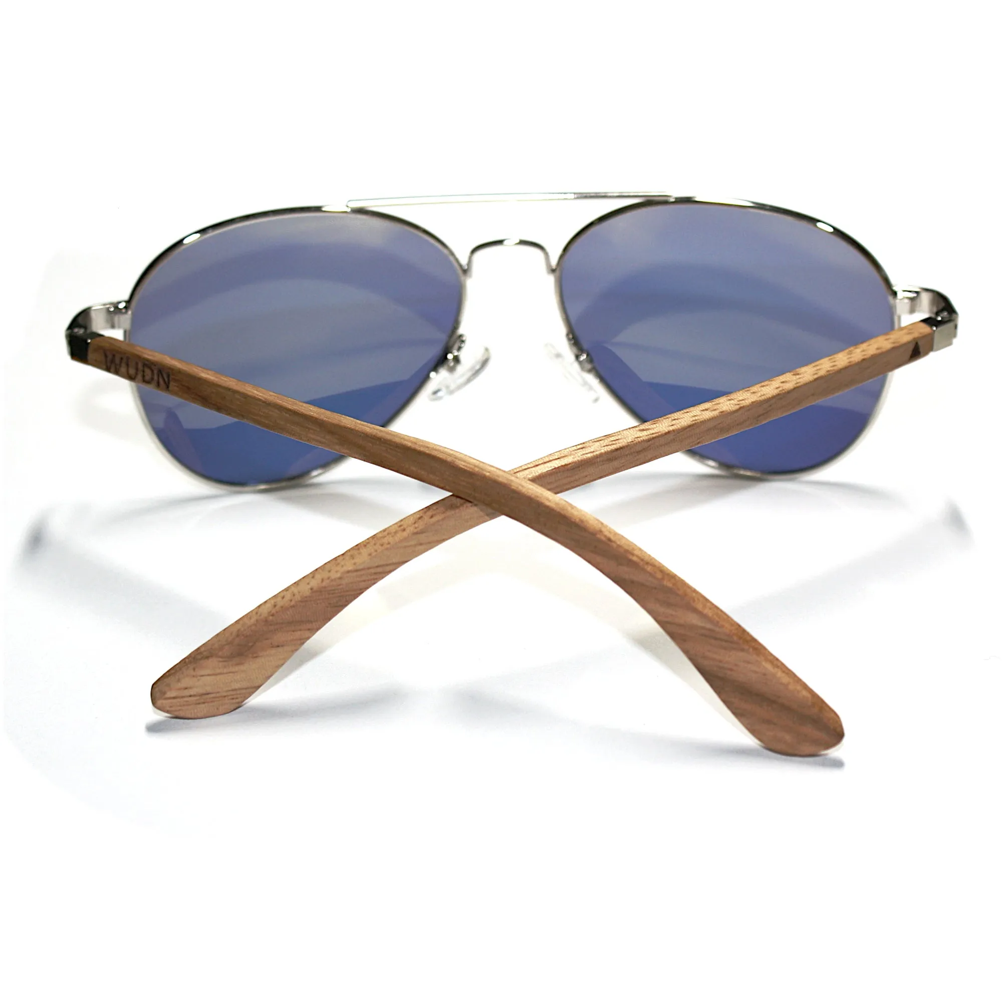 Real Zebra Wood Silver Framed Classic Aviator Sunglasses by WUDN