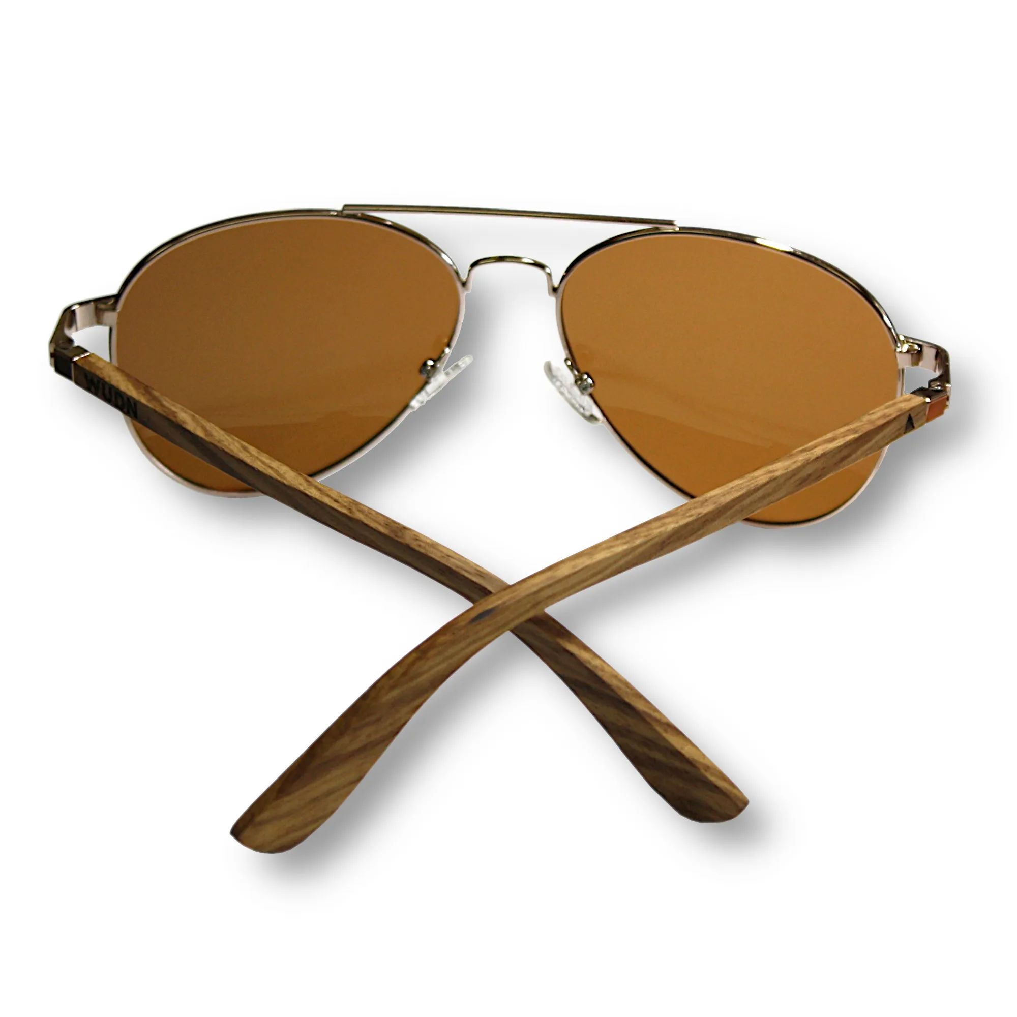 Real Zebra Wood Silver Framed Classic Aviator Sunglasses by WUDN