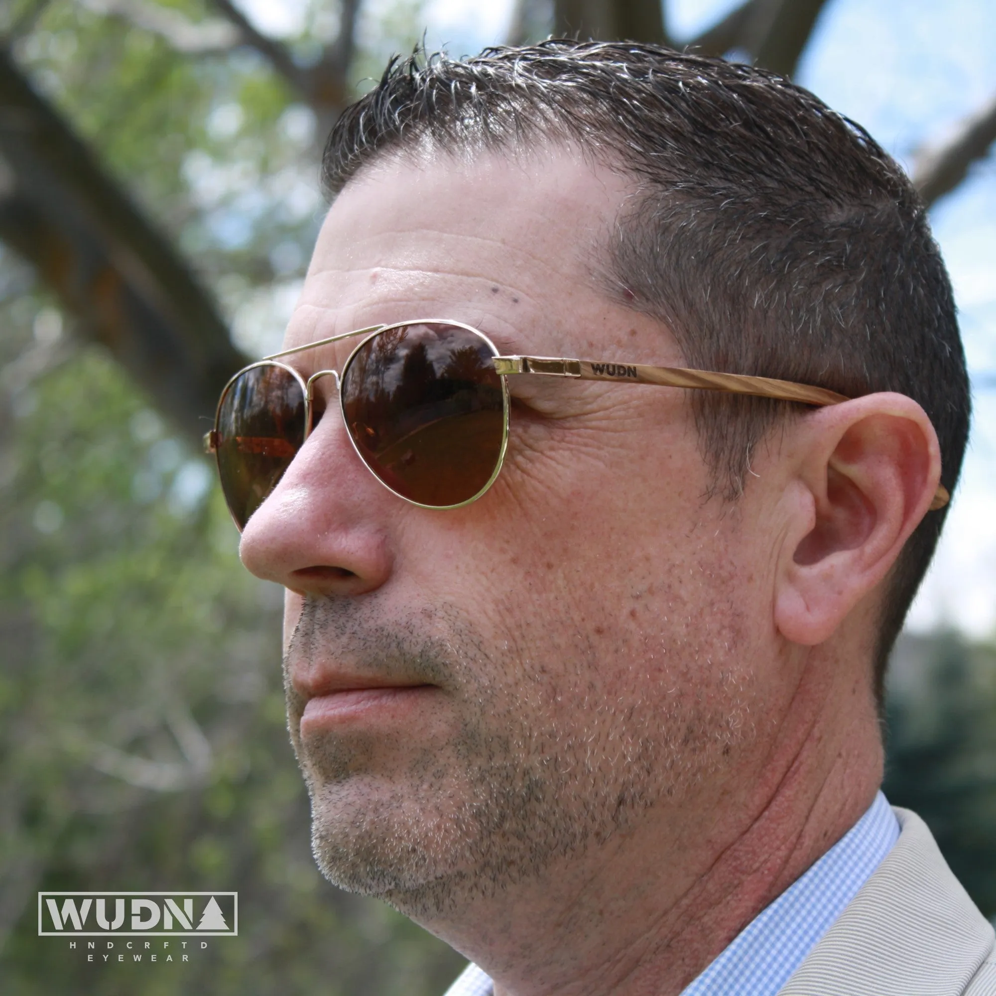 Real Zebra Wood Silver Framed Classic Aviator Sunglasses by WUDN