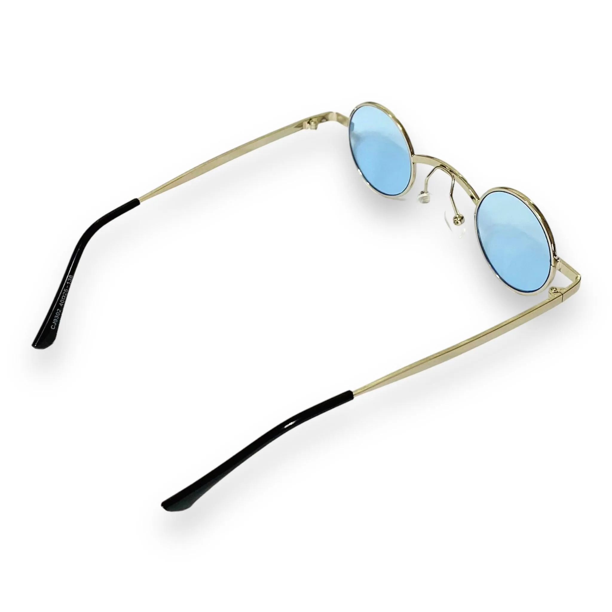 Retro Blue Round Metal Sunglasses