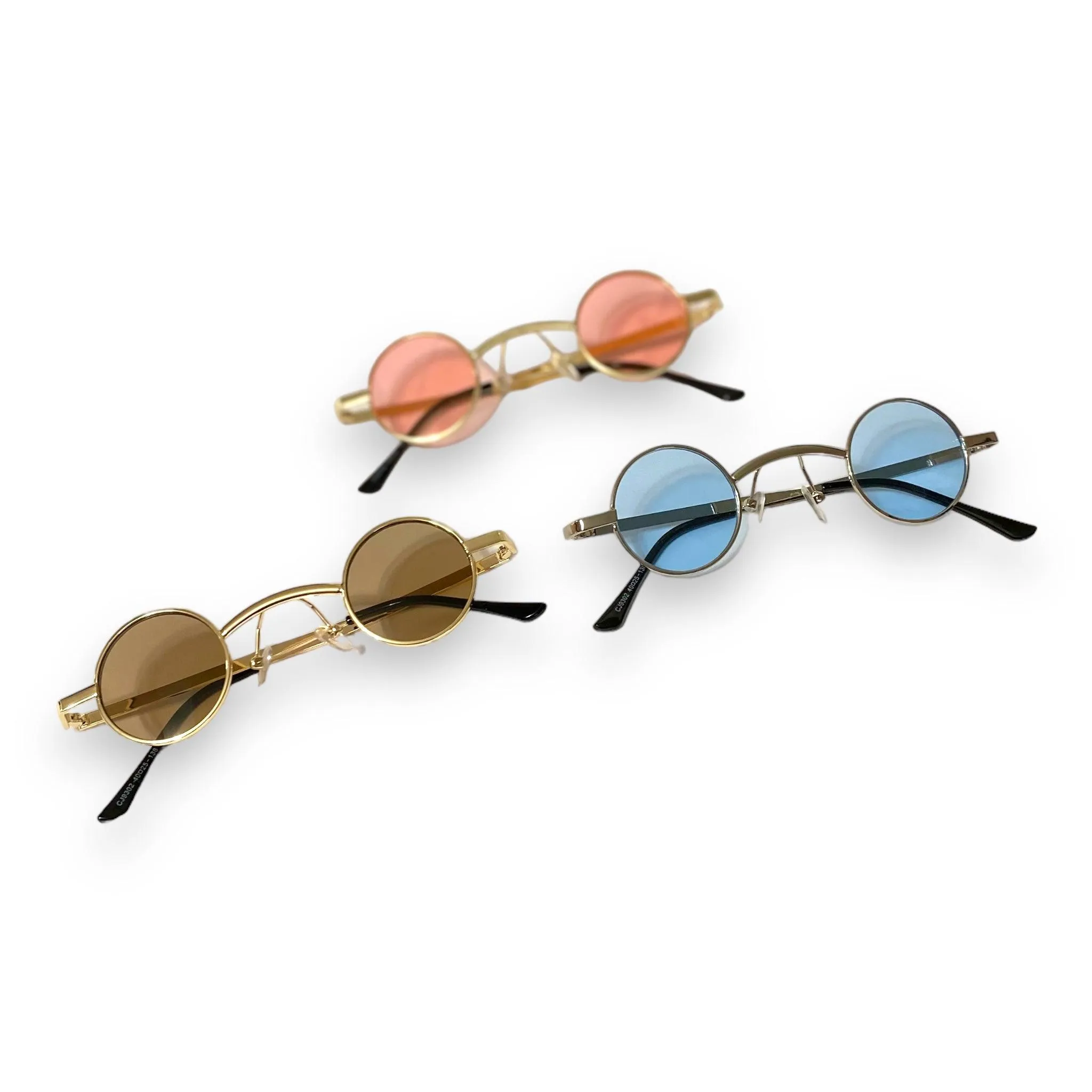 Retro Blue Round Metal Sunglasses