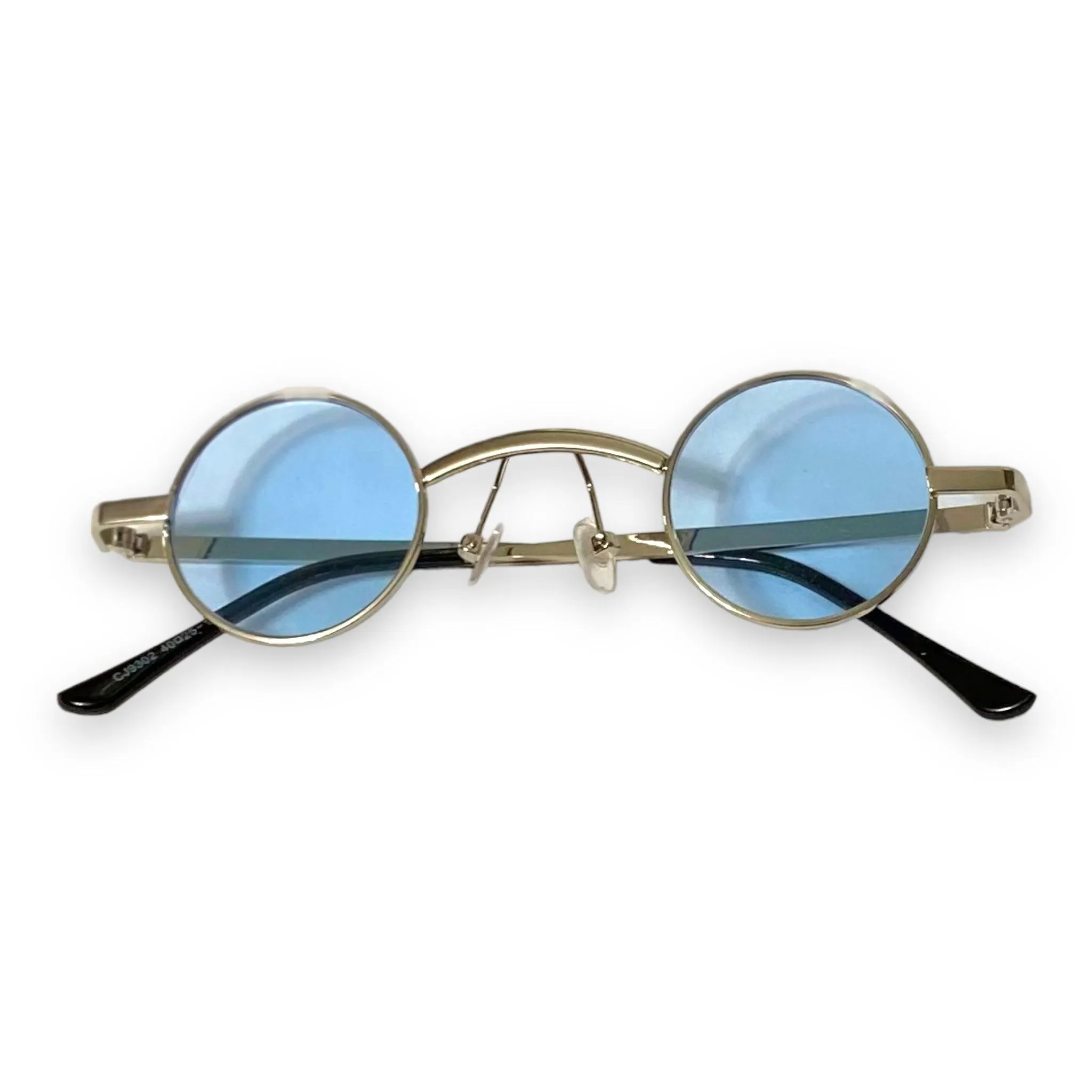 Retro Blue Round Metal Sunglasses