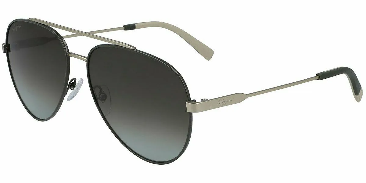 Salvatore Ferragamo Polarized Grey Gradient Aviator Sunglasses, 100% UV Protection