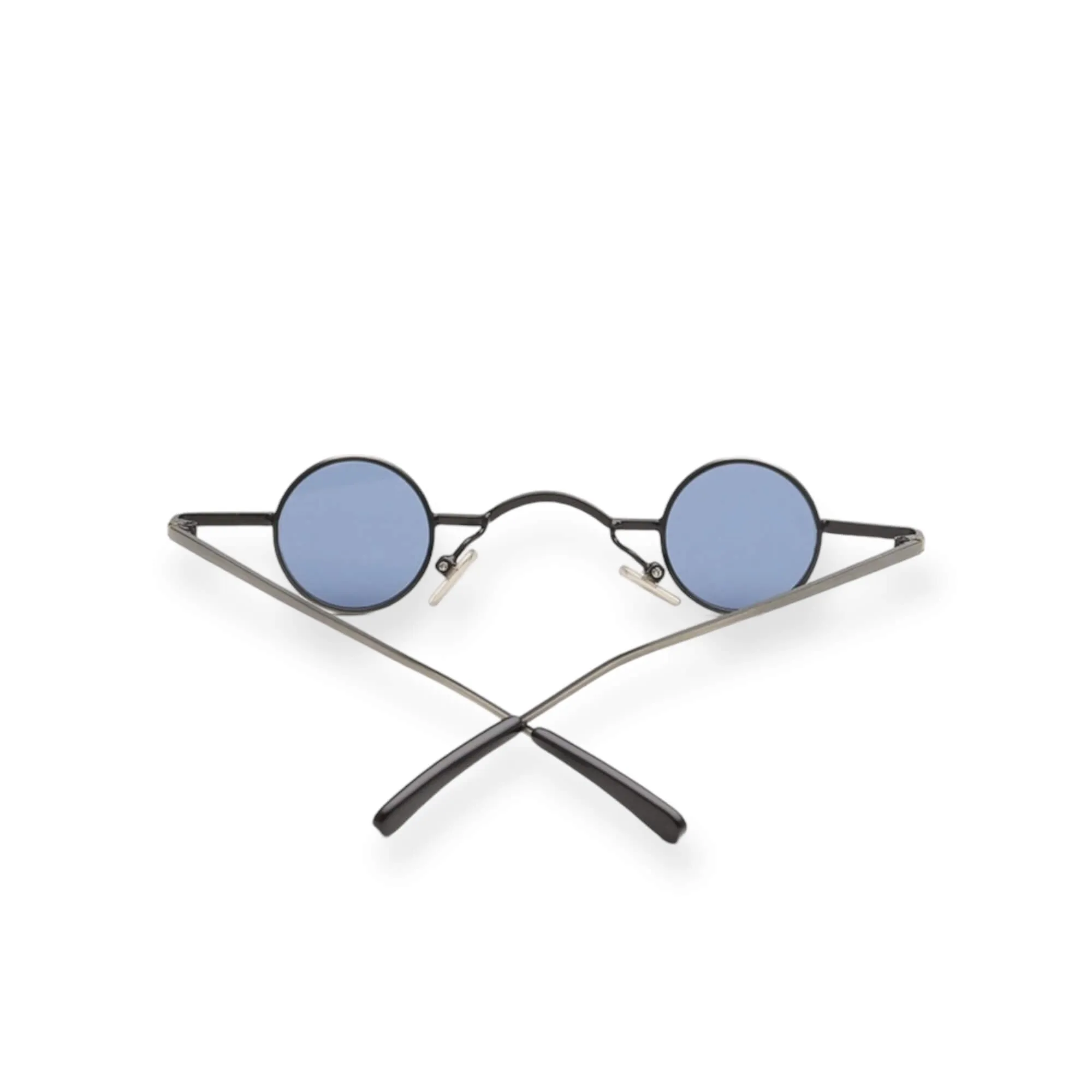 Small Blue Round Lens Metal Sunglasses