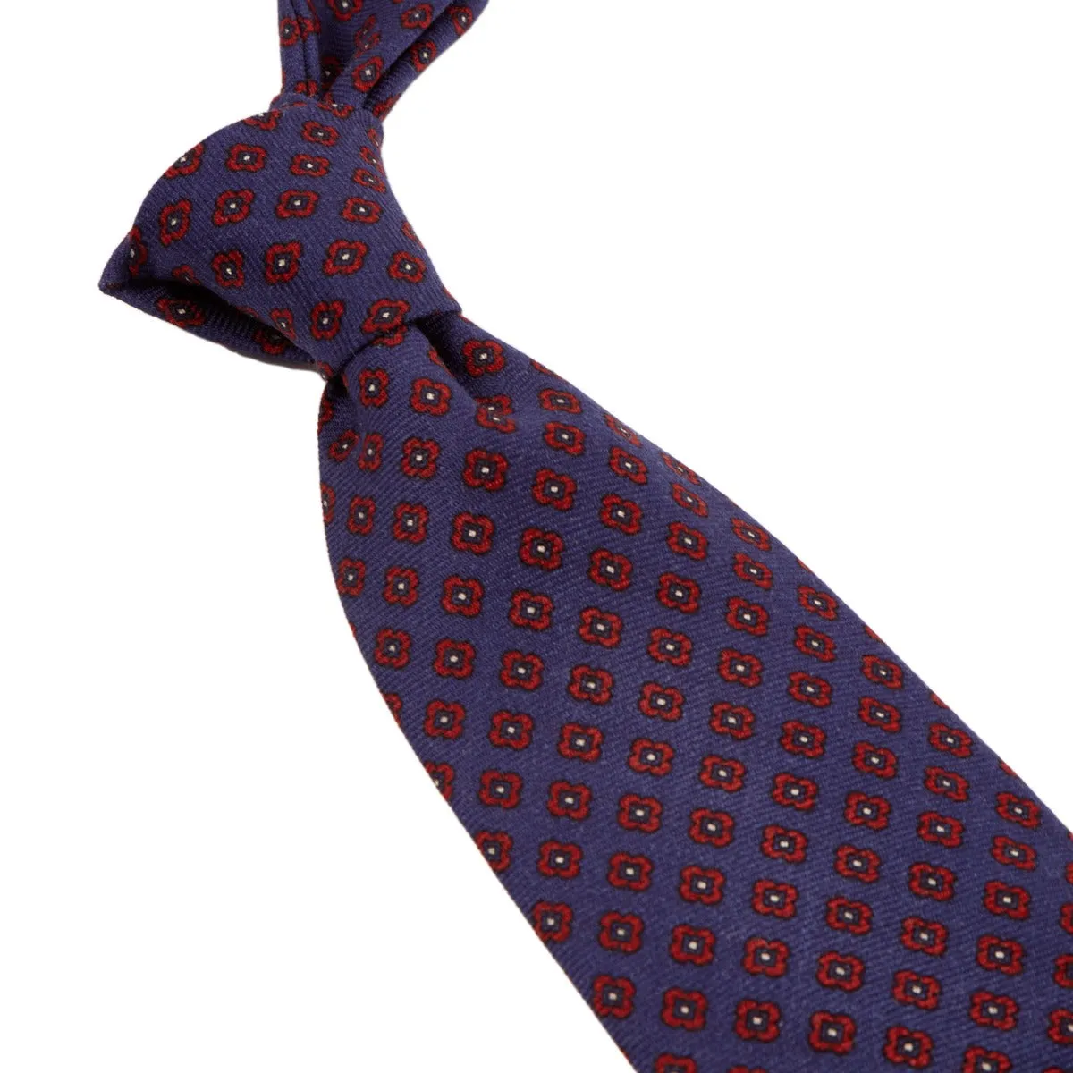 Sovereign Grade Butcher Blue Small Floral Wool Challis Tie