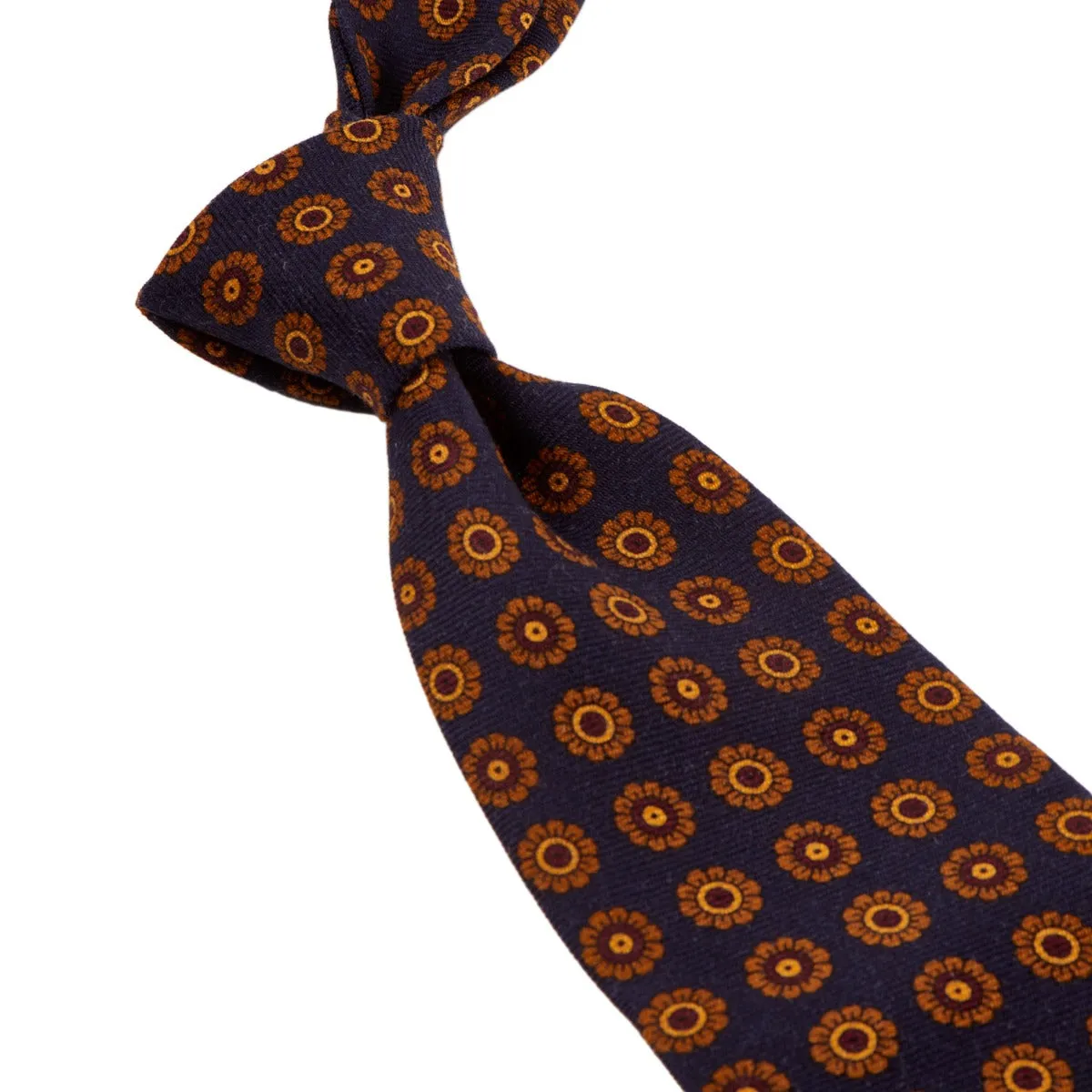 Sovereign Grade Navy Daisy Wool Challis Tie