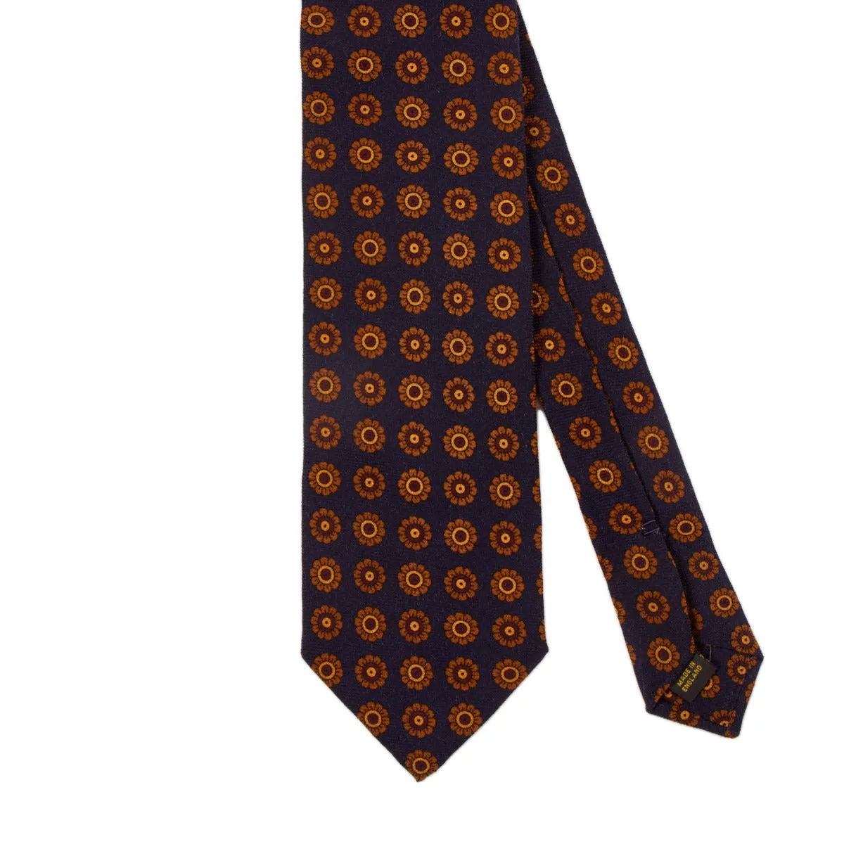 Sovereign Grade Navy Daisy Wool Challis Tie