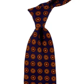 Sovereign Grade Navy Daisy Wool Challis Tie