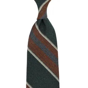 Striped Silk / Wool / Cotton Tie - Forest / Rust