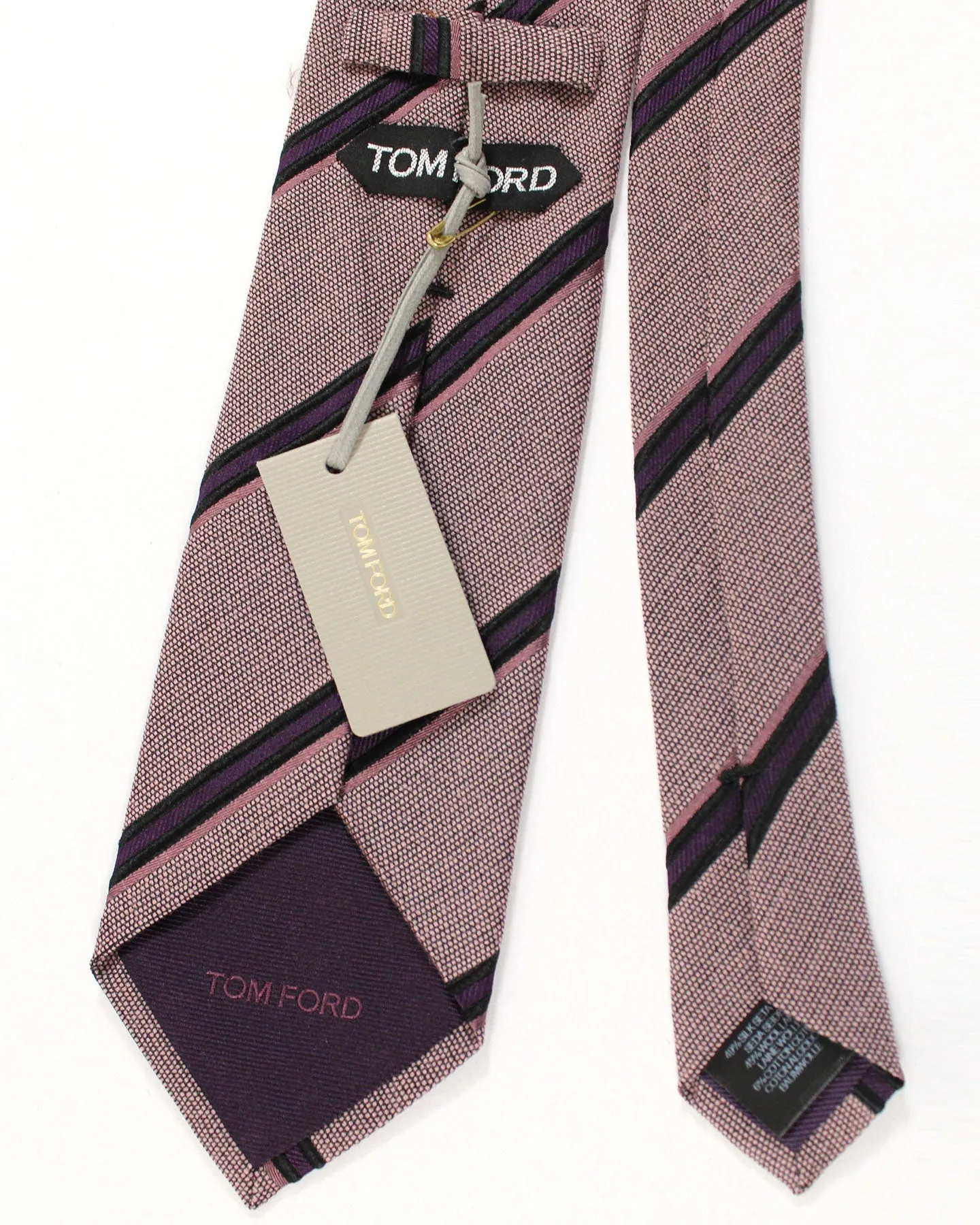 Tom Ford Wool Silk Tie Purple Dust Pink Stripes SALE