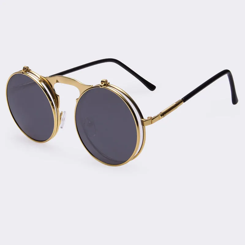 Vintage Steampunk Sunglasses round Designer steam punk Metal Oculos de sol women Coating Sunglasses Men Retro Circles Sun Glassess