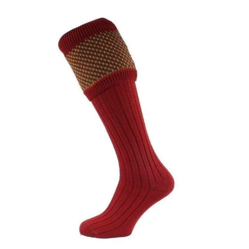 William Powell Tayside Mens Merino Shooting Socks - Brick Red